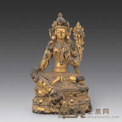 清乾隆 鎏金观音坐像 高11cm